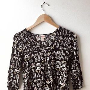 Mossimo Black Floral Blouse